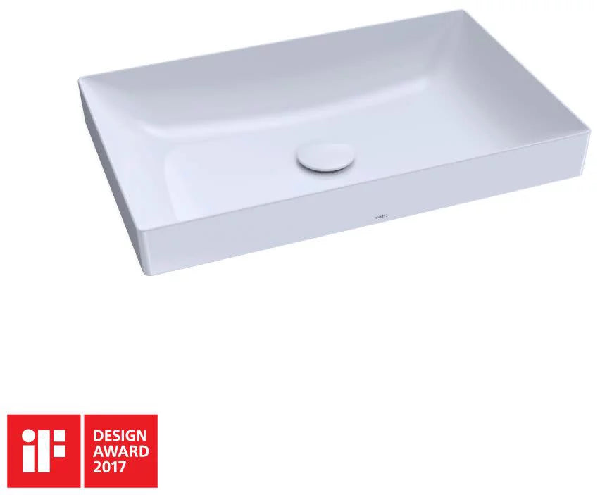Sink Bathroom White Kiwami® 23" with TOTO® LT476GR#01 CEFIONTECT, Cotton - Vessel Rectangular