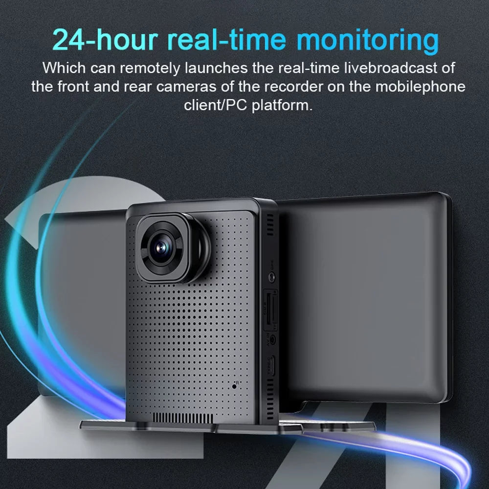 Gecheer Viewing Positioning Car Auto Cam 170 Global System Navigation Recorder Degree Video Car 10.26in Recorder Car Dual DVR Multi-language Dash Angle Lens Night Wide