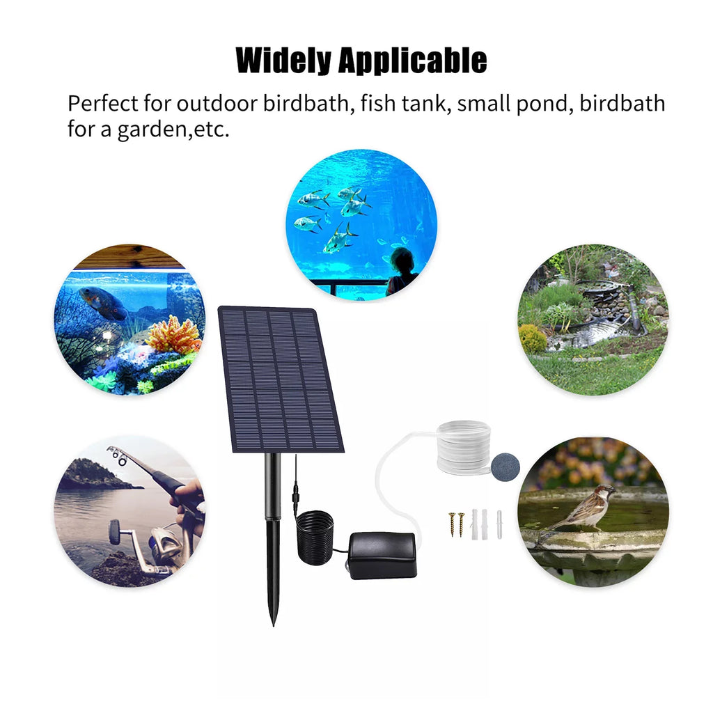 Air Stones Oxygen 2W Air Plug-in Pond Aquarium Aerator with Solar Pump Garden Oxygenator Bubble Pool Pump Pipe Fish Oxygen Fishing Fish Aerator moobody for
