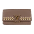 Parnacea Capucines Long LV (Good) Gold Beige Taupe Portefeuille Genuine Fitting Taurillon M62075 Metal Logo Pre-Owned Wallet Leather