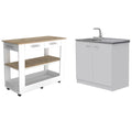 2-Piece Home Square Island Wood Sink Kitchen Set with and Utility