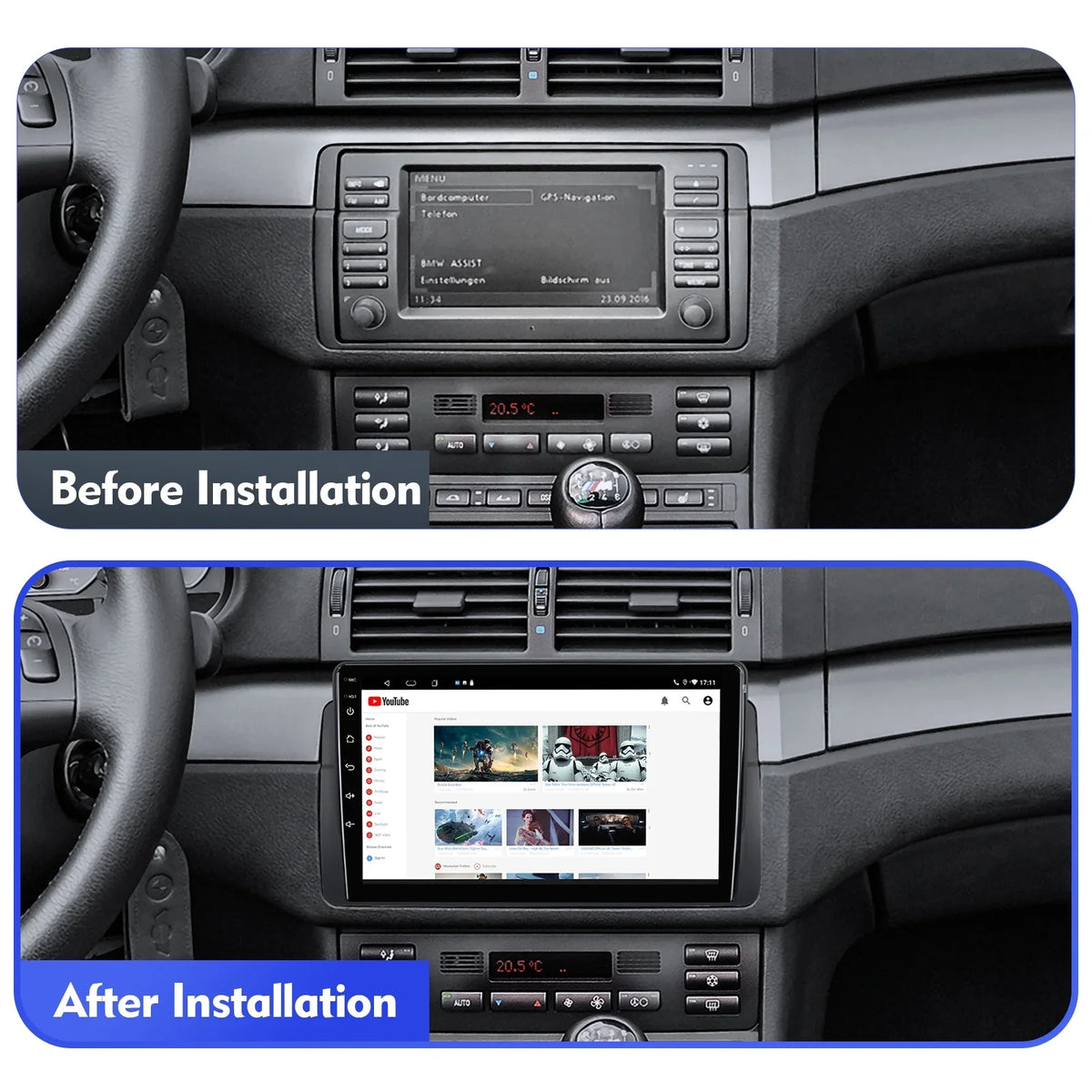 Android Stereo QLED Backup Double Support Radio ZT Car Carplay 12 Touchscreen 75/MG E46/M3/318/320/325/Rover Camera Auto 9-inch Din with Car 6+128G Screen SWC for Android
