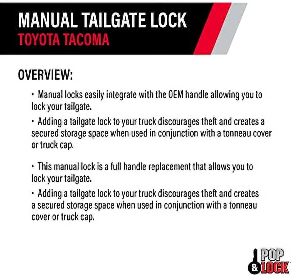 for Lock Tacoma Blue PL5507 (Standard Pop Nautical & Lock Tailgate Metallic Manual Lock)