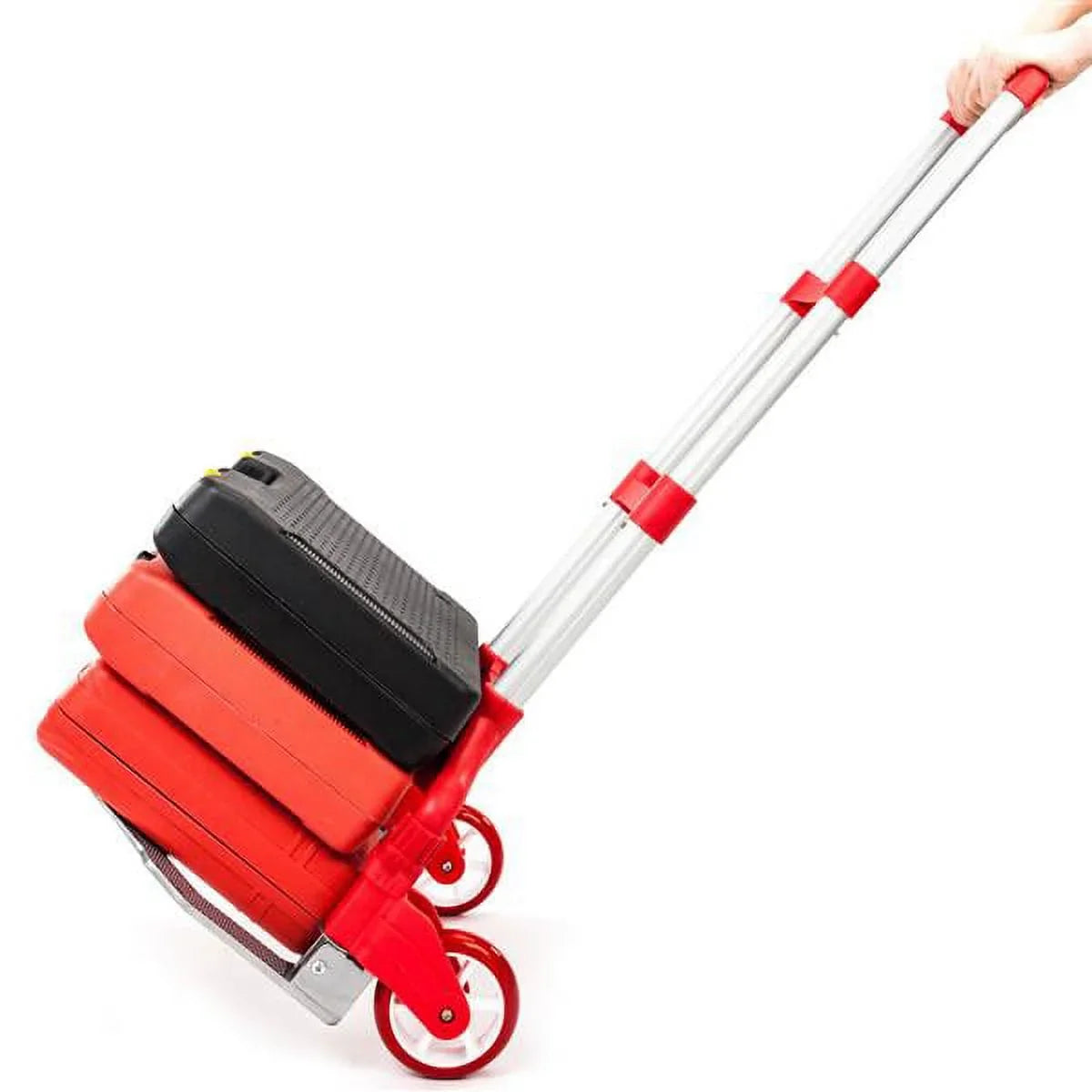 Hand Cart Portable Trolley Aluminium Dolly Collapsible Truck Folding Luggage Red Push