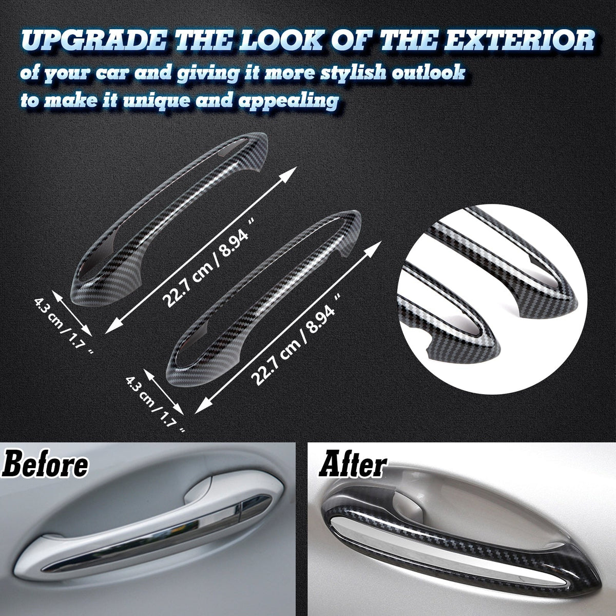 Exterior Series Fiber Handle Xotic Surround 5 Cover 1 with (4 trims, 2018-up Carbon Door pieces) Set design, Tech Compatible G30