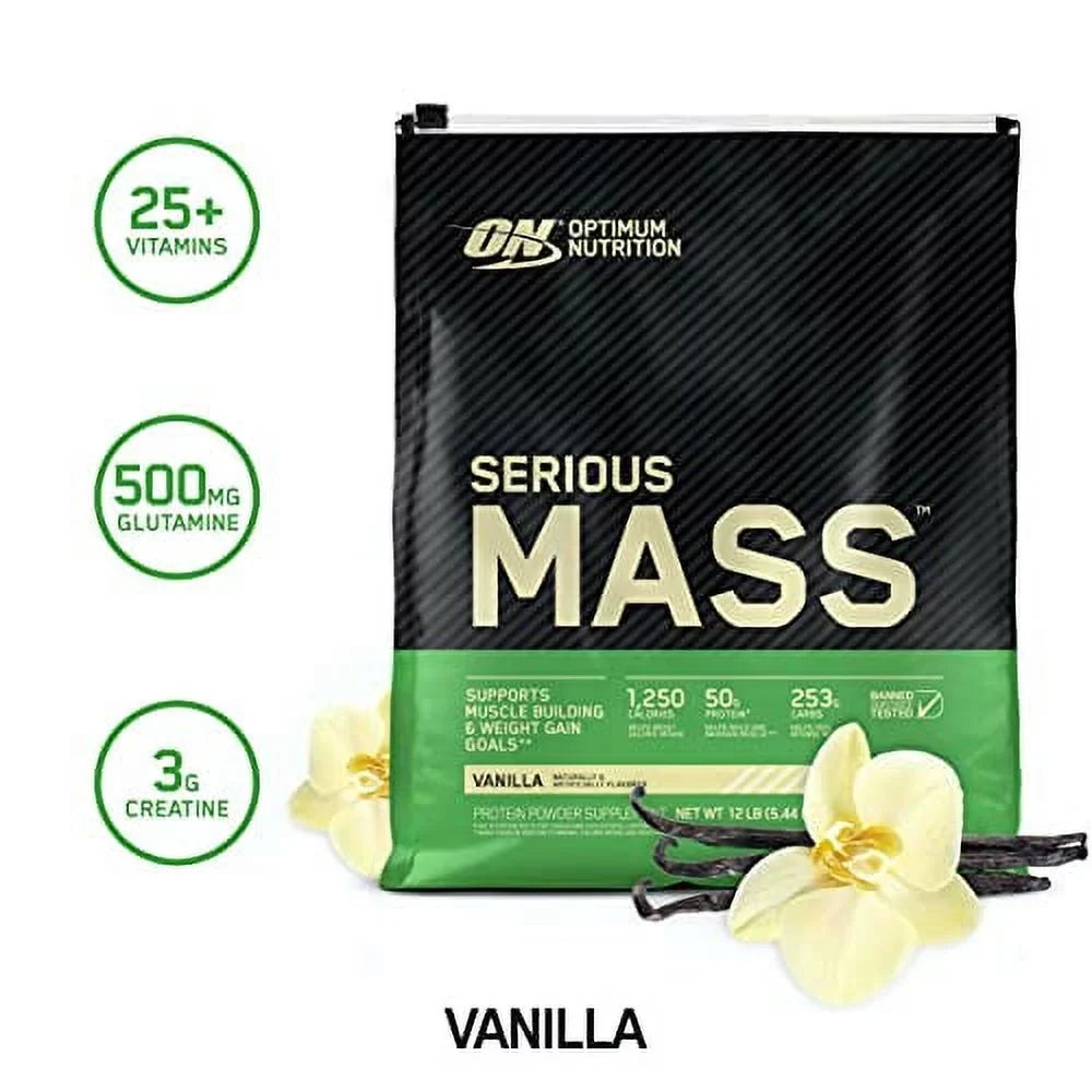 Mass Nutrition 12 Weight Serious | Optimum lbs Vanilla Gain Protein Powder