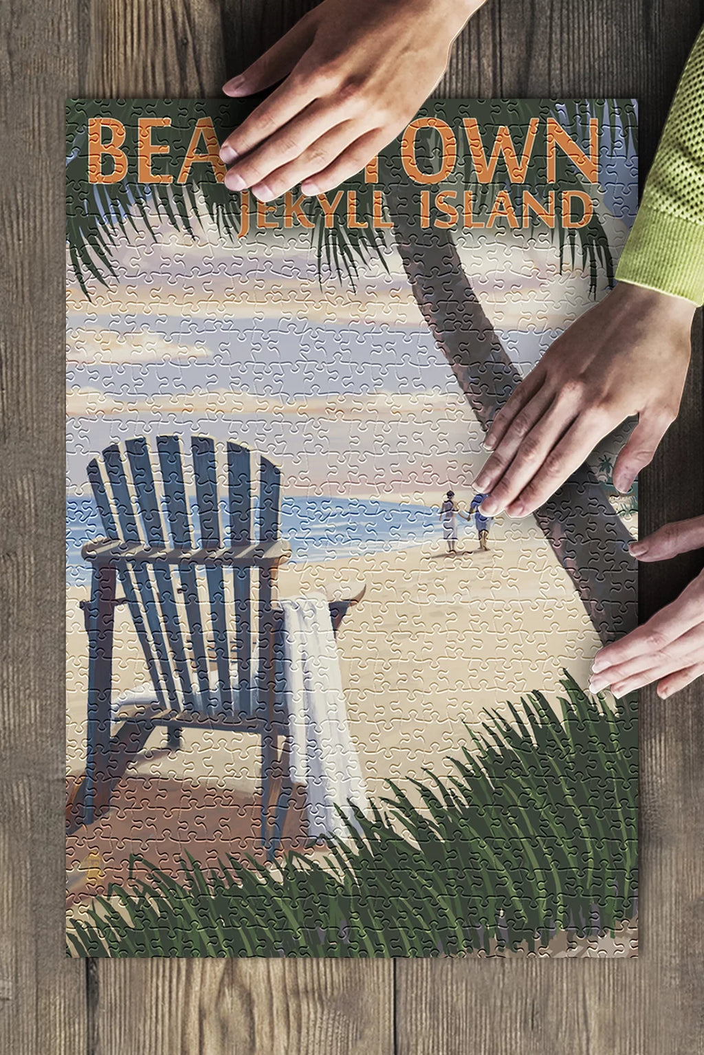 Adirondack Piece for Premium in the and Jigsaw Adults Chair 500 on USA) (19x27 Beach Beachtown, Jekyll Family, Puzzle inches, Made Georgia, Island,