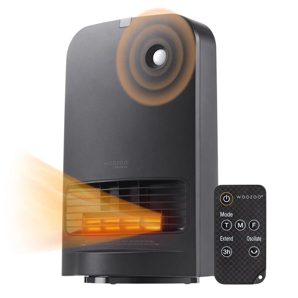 Motion 1500-Watt with Black Sensor, Built-in WOOZOO Heater Oscillating Portable Thermometer, USA IRIS