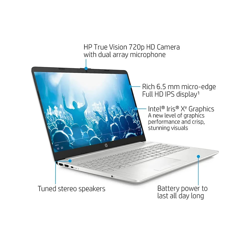 12GB SSD, 15.6" Computer, 2021 10, Gen Silver, Webcam, Graphics, RAM, Laptop Xe FHD Card Speakers, Iris i7-1065g7), 32GB Core Stereo HD Windows PCIe HP USB 11th i5-1135G7(Beats DDR4 512GB