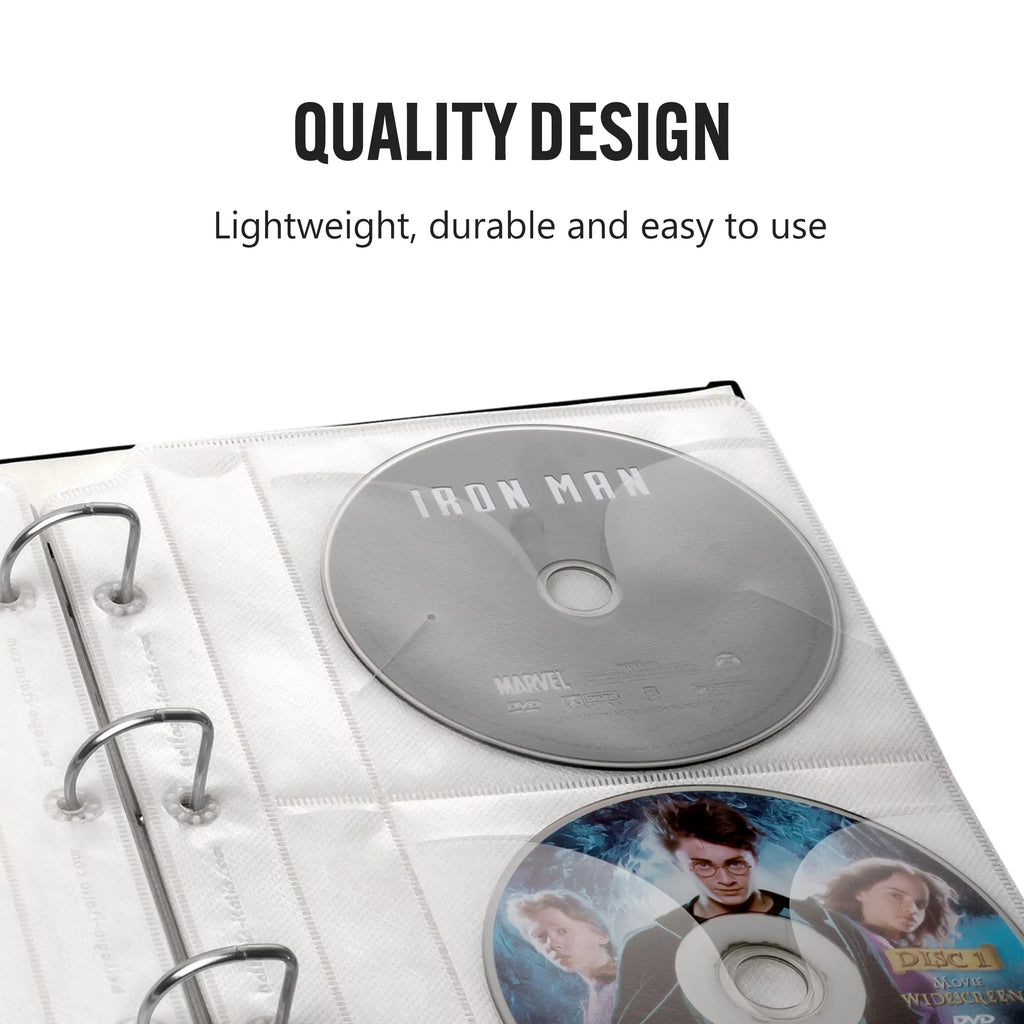 '- & Holds - Storage Acid-Free Sheets Sheets Bellagio-Italia DVDs, Video CDs, Insert 48 6 Blu-Rays Binder Binder for - Sheets Organizer CD/DVD Games Pack -