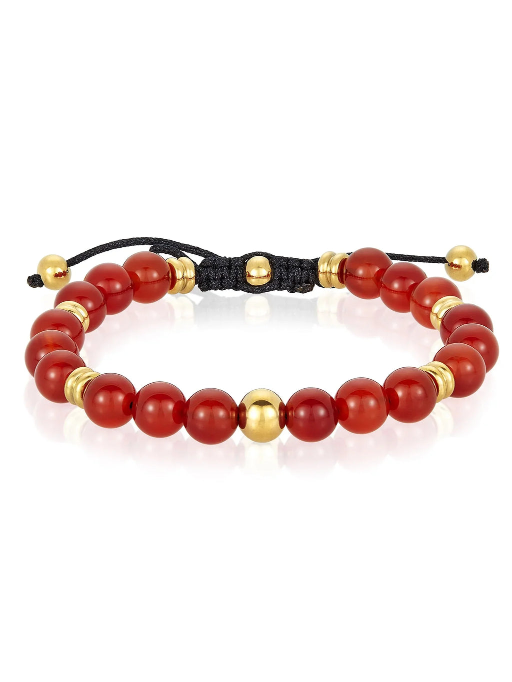 Bracelet Plated Gold Coastal Adjustable (8mm) and Steel Men's Jewelry Agate Stainless Beaded Red Stone
