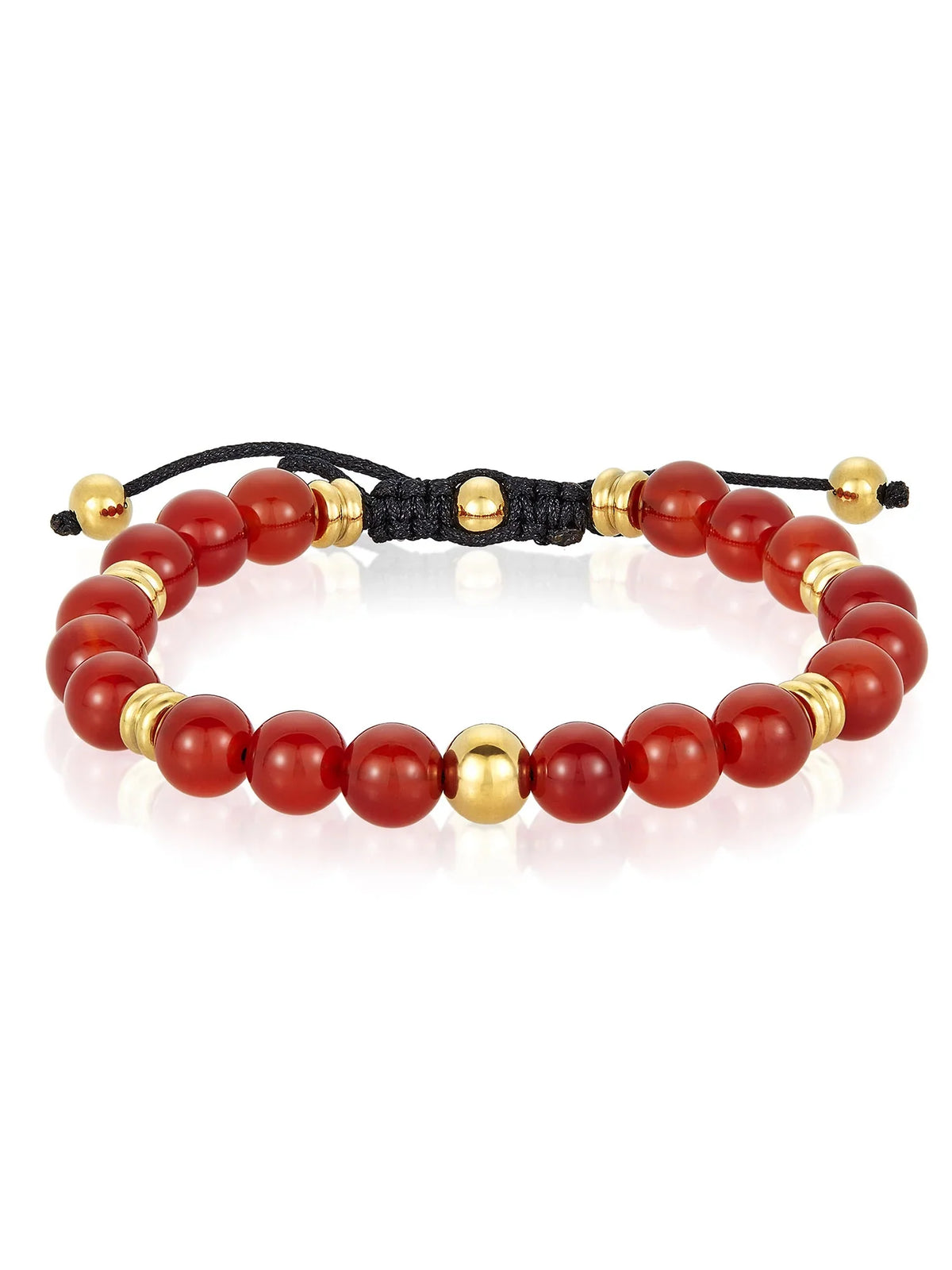 Bracelet Plated Gold Coastal Adjustable (8mm) and Steel Men's Jewelry Agate Stainless Beaded Red Stone