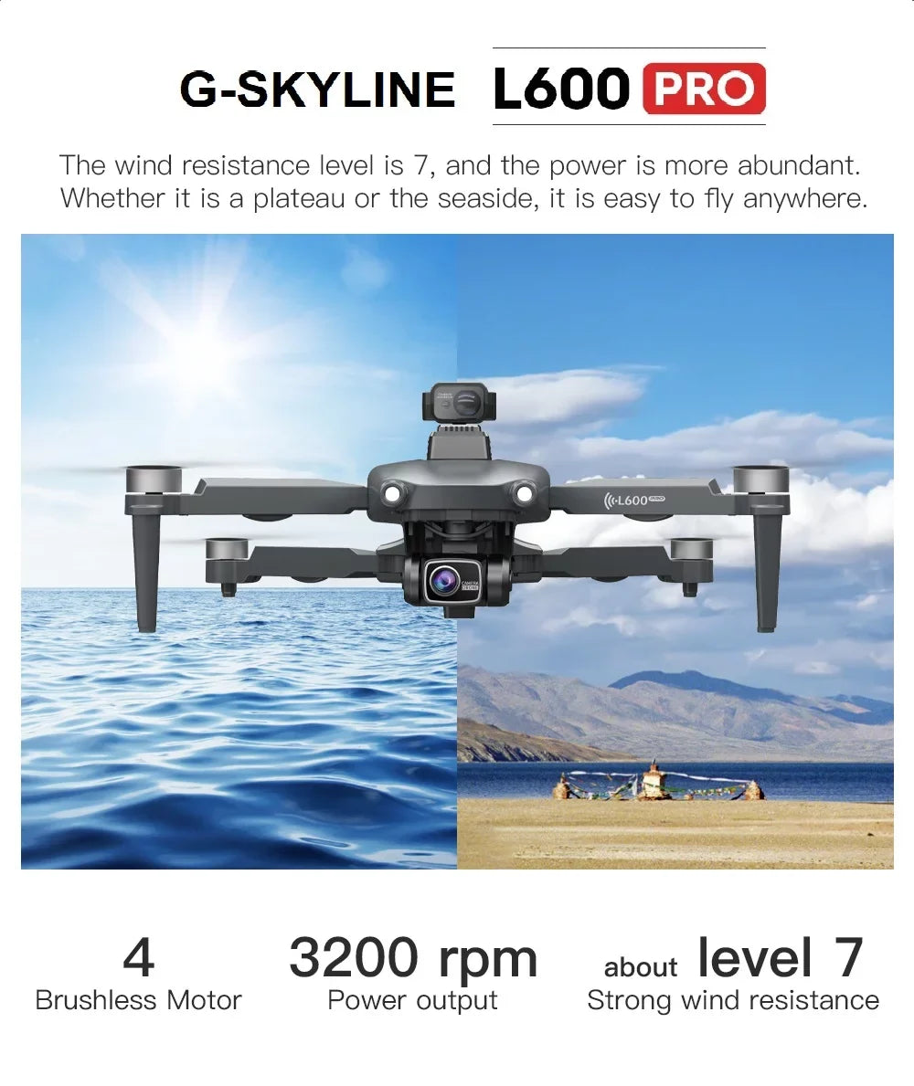 Power Camera Brushless 5G L600 Dural G-SKYLINE Full PRO Drone 3Km 4K FPV distance RC GPS