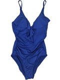 Liz Blue Rouched Side Womens Claiborne Ruffle Suit Navy Swimming One 6 Piece