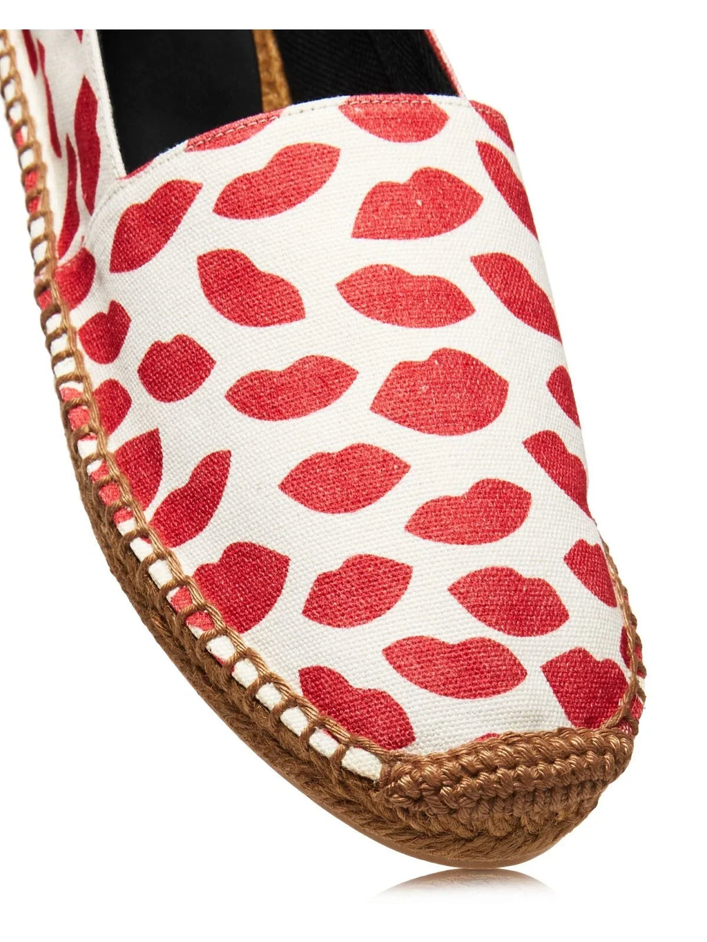 36 SAINT Shoes Printed Woven Logo Womens Platform Bianco Espadrille Red LAURENT Toe On Lip Slip Round