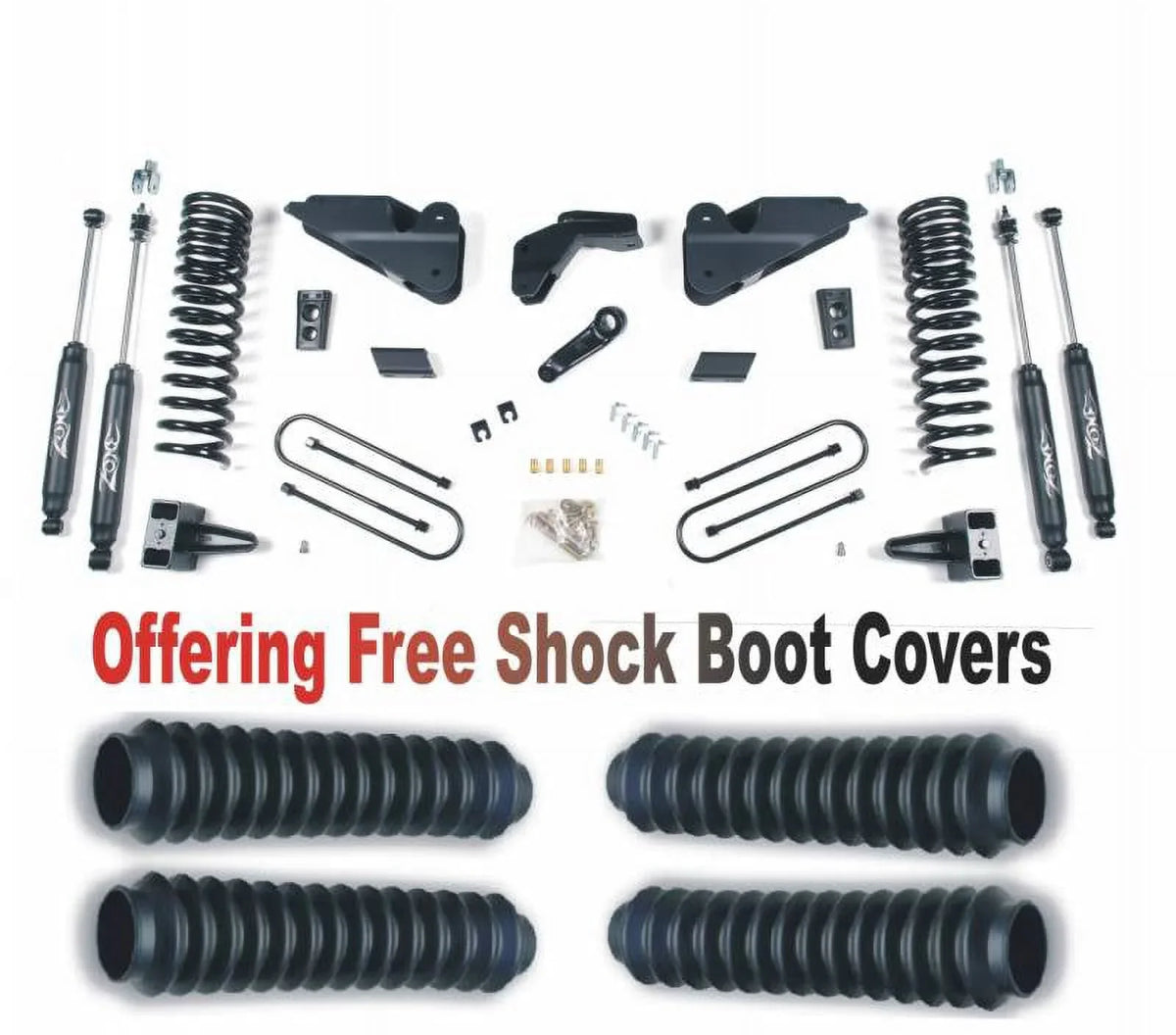 Free Kit Gas Dodge Ram System D66N/ZONU3100X4 With 2013-2018 4WD Lift Protectors 3500 Boot Suspension Fits 5.5" ZoneOffRoad