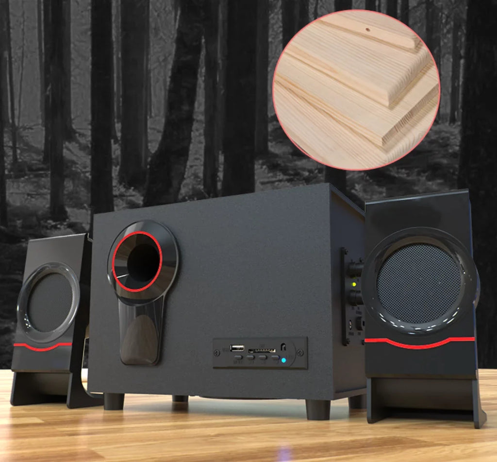 Classic Wood Mini Vintage Wired Portable HiFi Desktop Speaker Bluetooth design 4.2 Computer PC/Laptop Bass Retro Music Speakers USB2.1 for Wooden Subwoofer, Speaker,