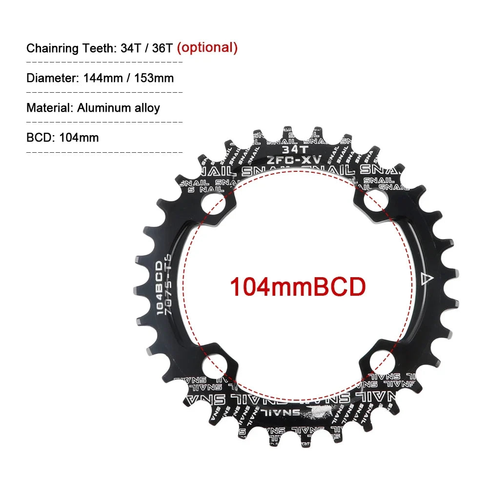 BCD - Aluminum Ideal Mountain 170MM MEROCA Ring 8/9/10/11 Set for Bike for 104 Crank Enthusiasts - Biking Single Alloy Speed Crankset,