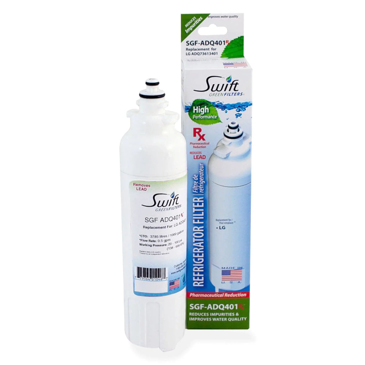 LT800P liquid 2) Rx LG SGF-ADQ401 Refrigerators Replacement for Filters Swift Green Filters(Pack Pharmaceutical of