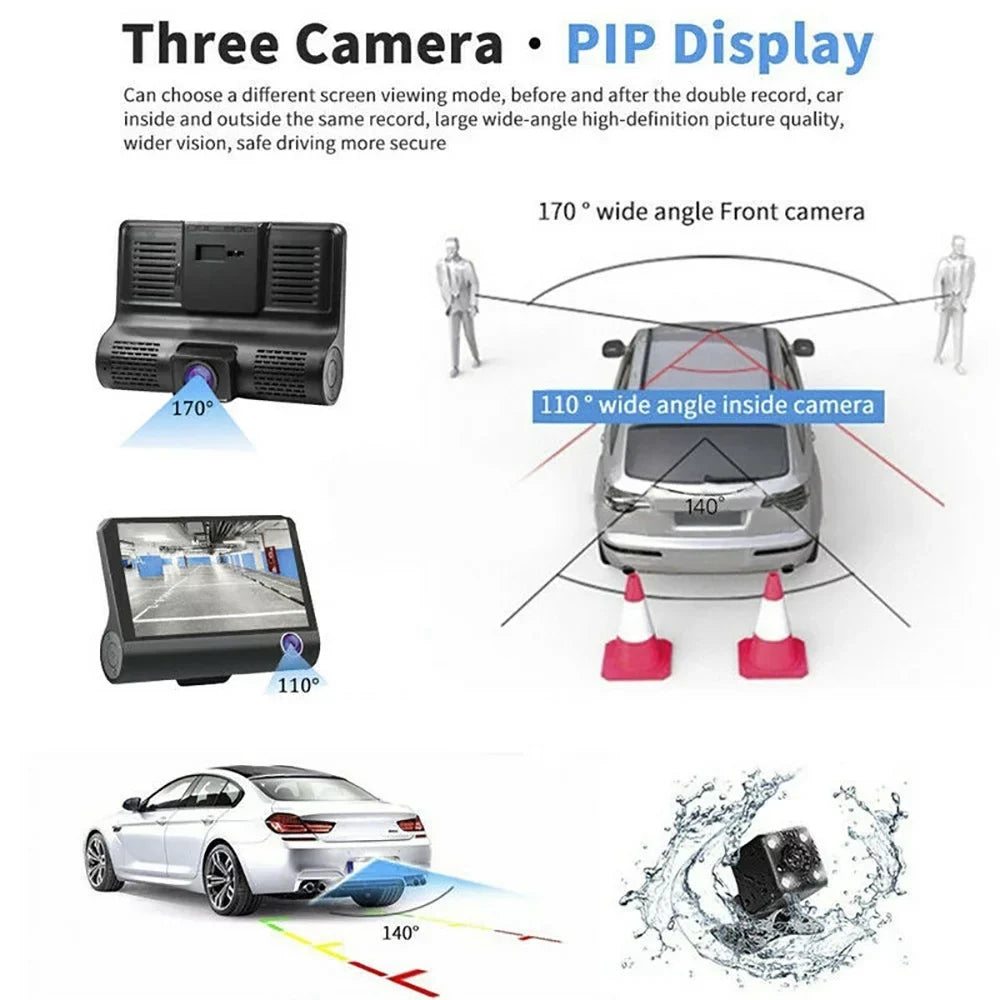 1080P Car 170° with and 4" FHD Rear Dual Lens Dashboard, Camera Recorder Camera NIFFPD G-Sensor Front DVR
