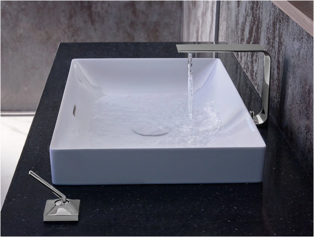 Sink Bathroom White Kiwami® 23" with TOTO® LT476GR#01 CEFIONTECT, Cotton - Vessel Rectangular