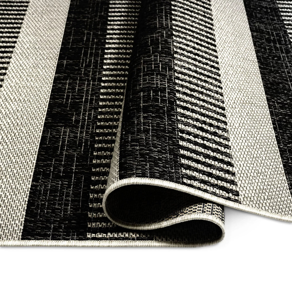 New 5'2"x7'2" Black/Grey, Area Rug, Nicole Striped Patio Charlotte York Miller Country Modern Indoor/exterior