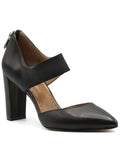 Leather Pointed 7 Block VITTADINI Womens Padded Toe Norst outfit Mary Pumps Jane Zip-Up ADRIENNE Stretch Black Shoes Heel M