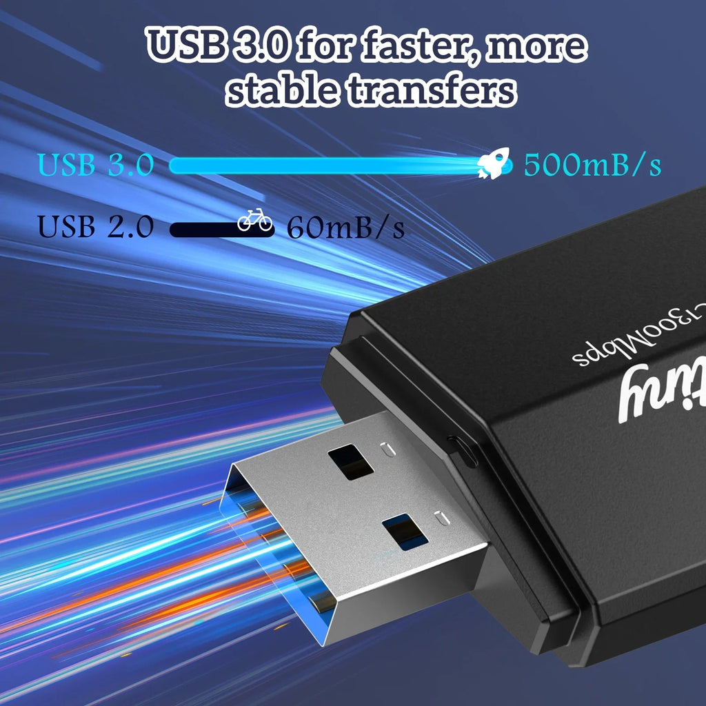 for for 1300Mbps Supports Wireless Windows WiFi USB WiFi Dongle Adapter Ortiny Network Adapter Wireless PC, Laptop Desktop Adapter, Dual 11/10/8/7, Band USB Dual Mac OS 5G/2.4G Band 10.9-10.15 WiFi