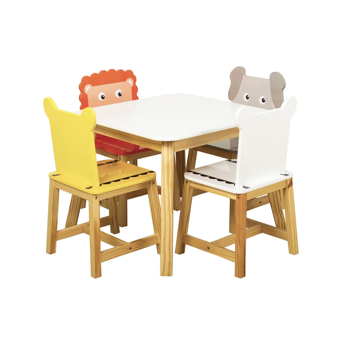 5 Drawing with Kids Table White Chairs Learning Table Set 4 and Cartoon Playing for Crafts Kids Set Wood Table Chair Toddler Animals Piece