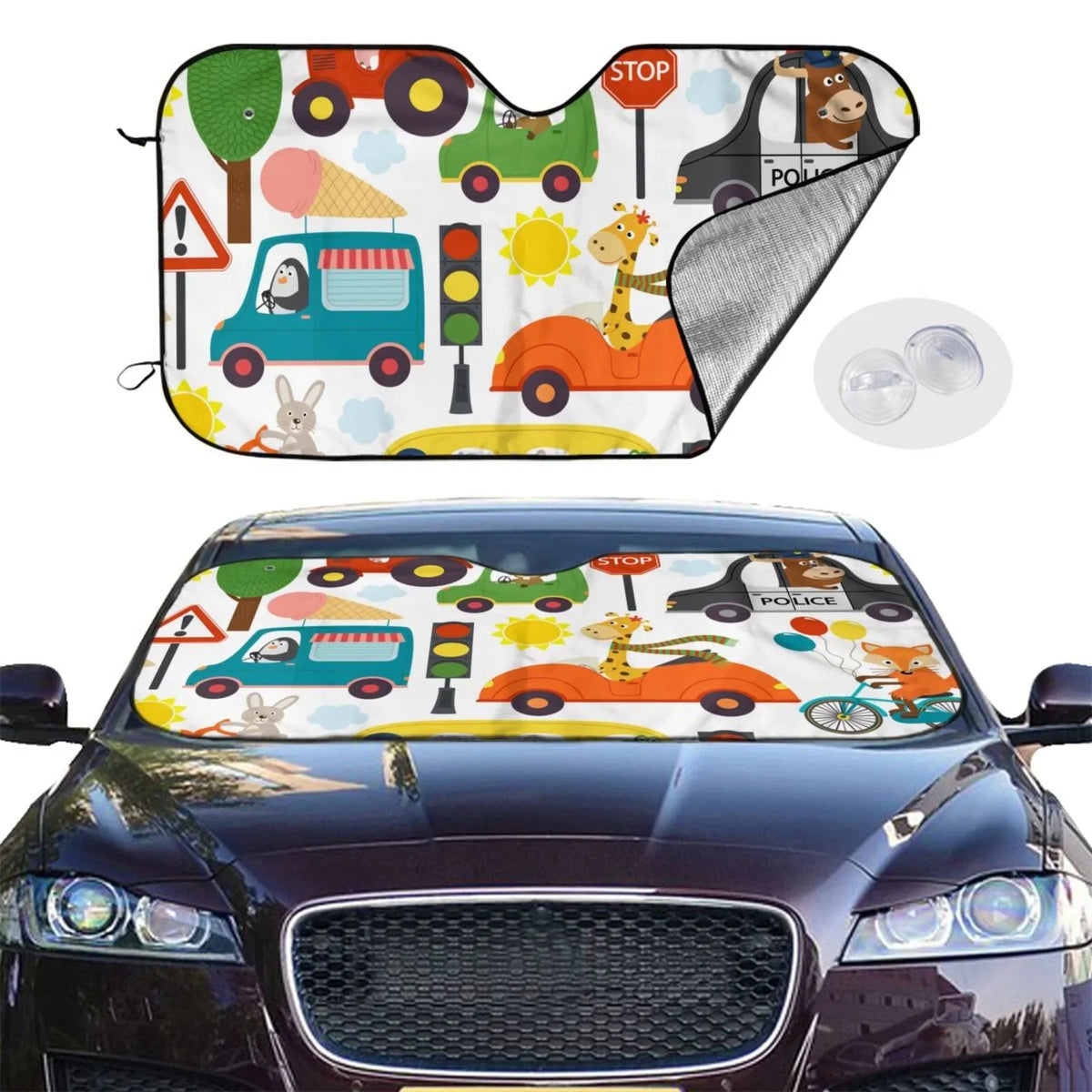 Small For Front Rays Portected Car Accessories- Window Balery Transports Truck Sun Cover Uv Shade, Interior ,Automotive Windshield Sunshade Suv Pickup Car With Animals Blocks