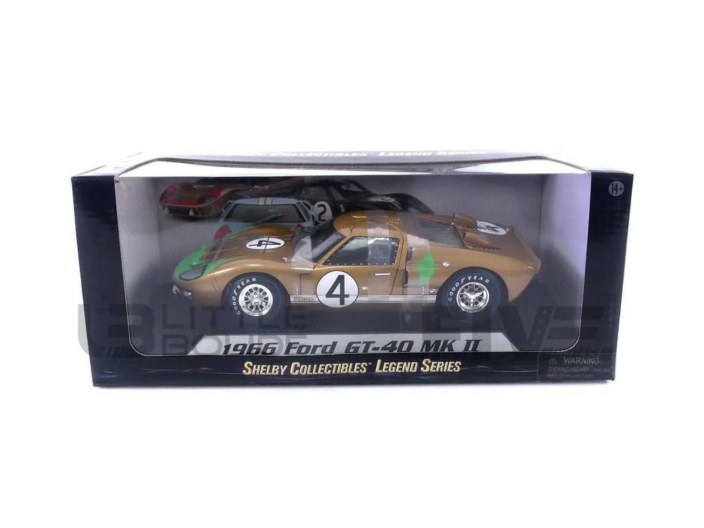 Shelby 2 Collectibles SC414 Diecast GT-40 1-18 MK Gold No.4 Car 1966 Model