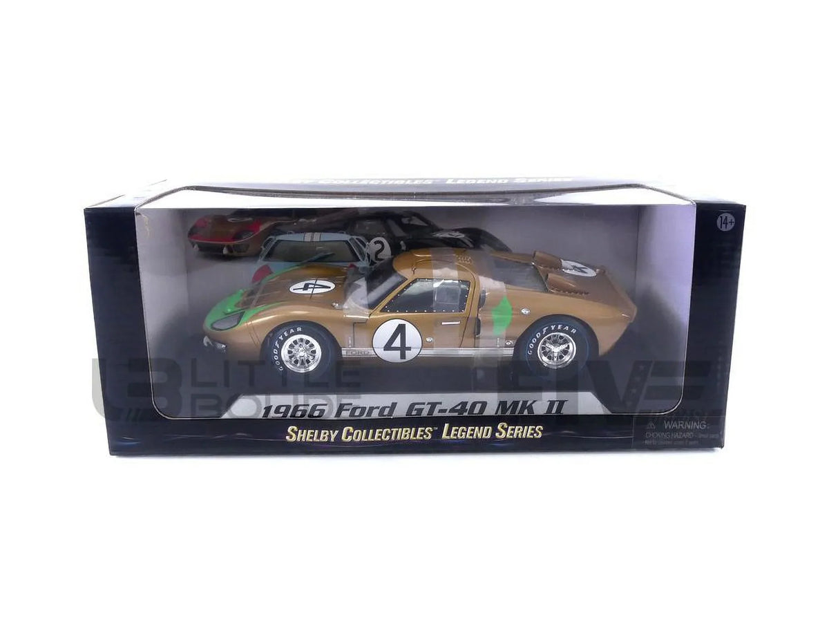 Shelby 2 Collectibles SC414 Diecast GT-40 1-18 MK Gold No.4 Car 1966 Model