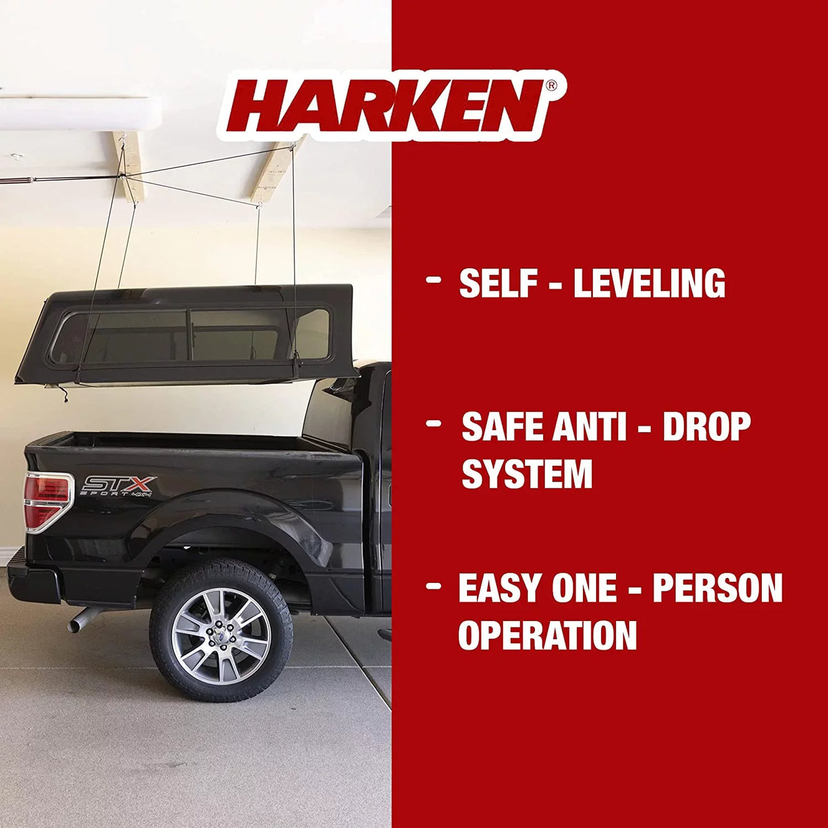 Hoist, Overhead Organization Garage Storage Easy Safe Cap System, Operation, Self-Leveling, - Smart One-Person YUNWEN Garage Truck Anti-Drop