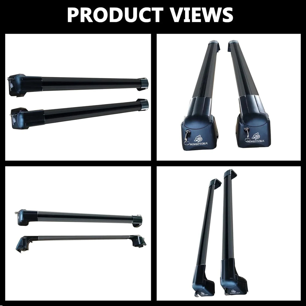 Crossbars Side Rails, Outback Lush Fit Carrier Cross Black Box Rack Board, Cargo Bars – Rooftop Premier Roof Luggage, Ski SO14T ROKIOTOEX for Touring 2015-2019 Subar-u for Bike Chrome
