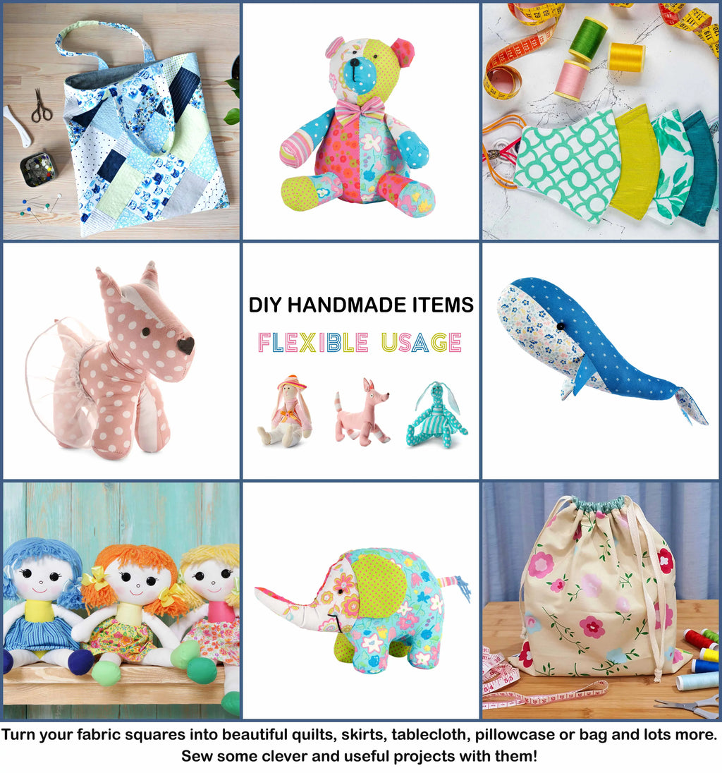 Fabric -Animal Patchwork-100% (Yellow) 22"DIY Fat 18"x SkinPrint Quarter Quilting Bundle CottonPre-Cut Soimoi Pc 8