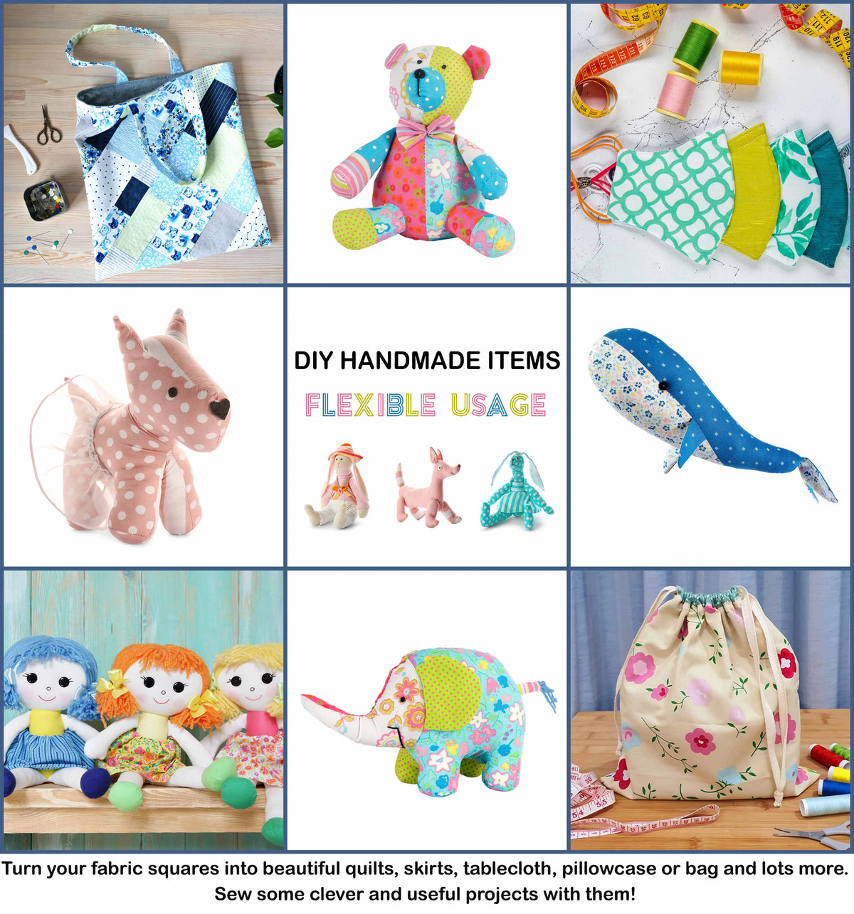 Fabric -Animal Patchwork-100% (Yellow) 22"DIY Fat 18"x SkinPrint Quarter Quilting Bundle CottonPre-Cut Soimoi Pc 8