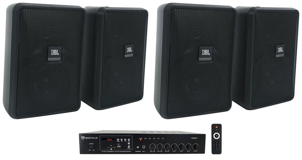 Indoor/exterior JBL Control Amp Black Speakers 3" Commercial (4) 70v Wall + 23-1