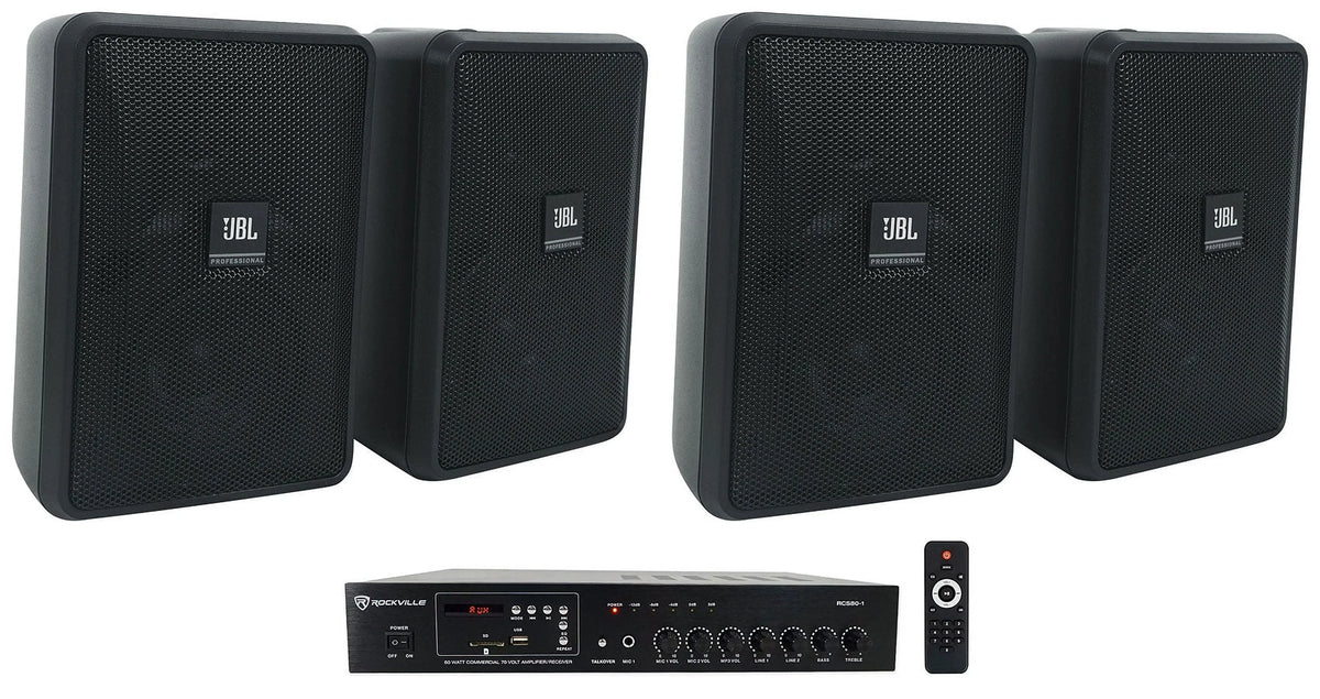 Indoor/exterior JBL Control Amp Black Speakers 3" Commercial (4) 70v Wall + 23-1