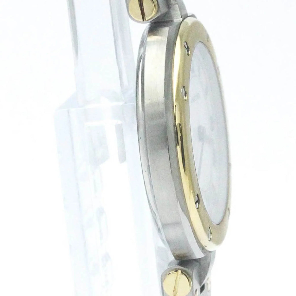 Polished (Good) CARTIER 18K Steel Quartz Gold Watch BF568475 Ladies Santos Pre-Owned Round