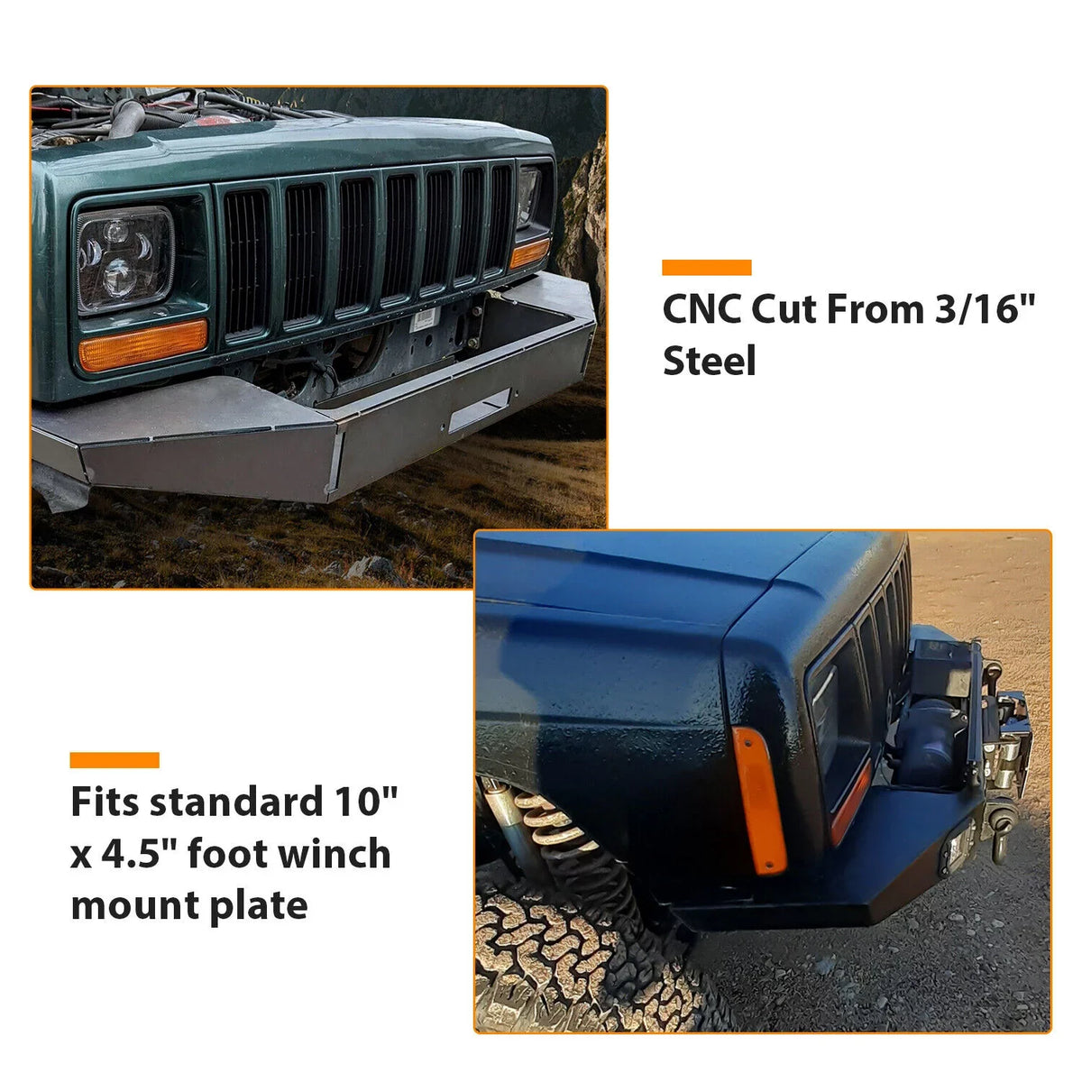 Mount KOJEM Plate Front Cherokee for DIY Winch Bare Jeep 1984-2001 Kit Metal XJ Bumper