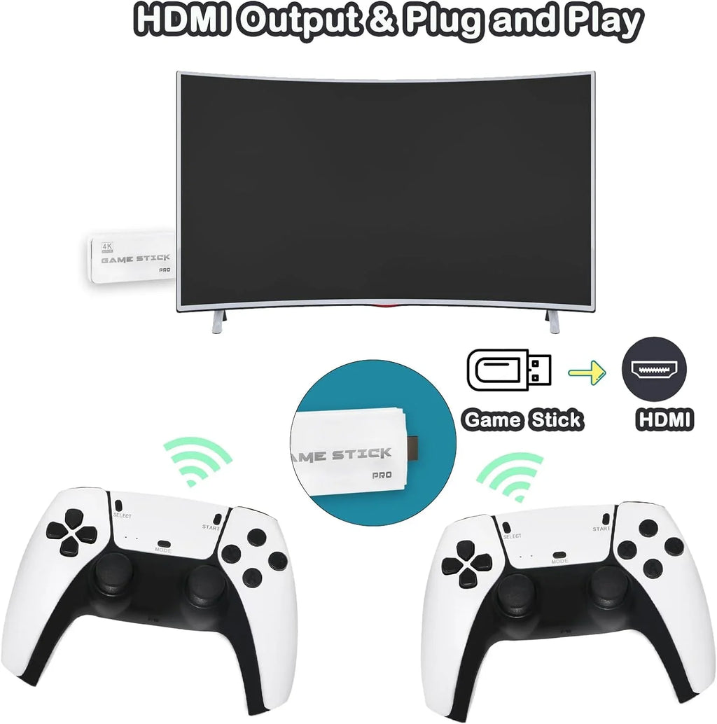 HD with TV Controllers 4K and Wireless High 2.4G Retro Video Games,23 Plug 20000+ for Wireless Dual Game Stick in Built Emulators, Game Play Classic Definition Console, Output