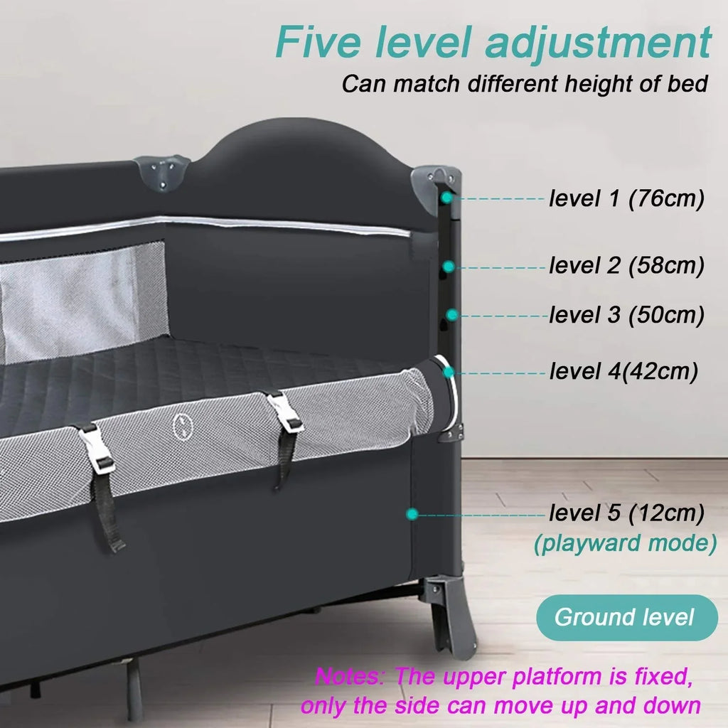 Playard, TECHNOLOGY Infant Bed - Side 29.9"H BENTON x Convertible 49.6"L x Kerrogee Crib Bassinet Portable 27.6"W Playpen 5-In-1