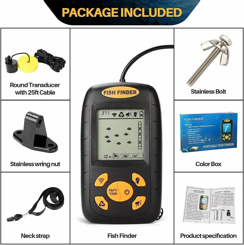 Your Advanced Sonar Portable Sensor Transducer with Fish - Enhance Echo Jahy2Tech Experience Finder Fishing Technology Alarm