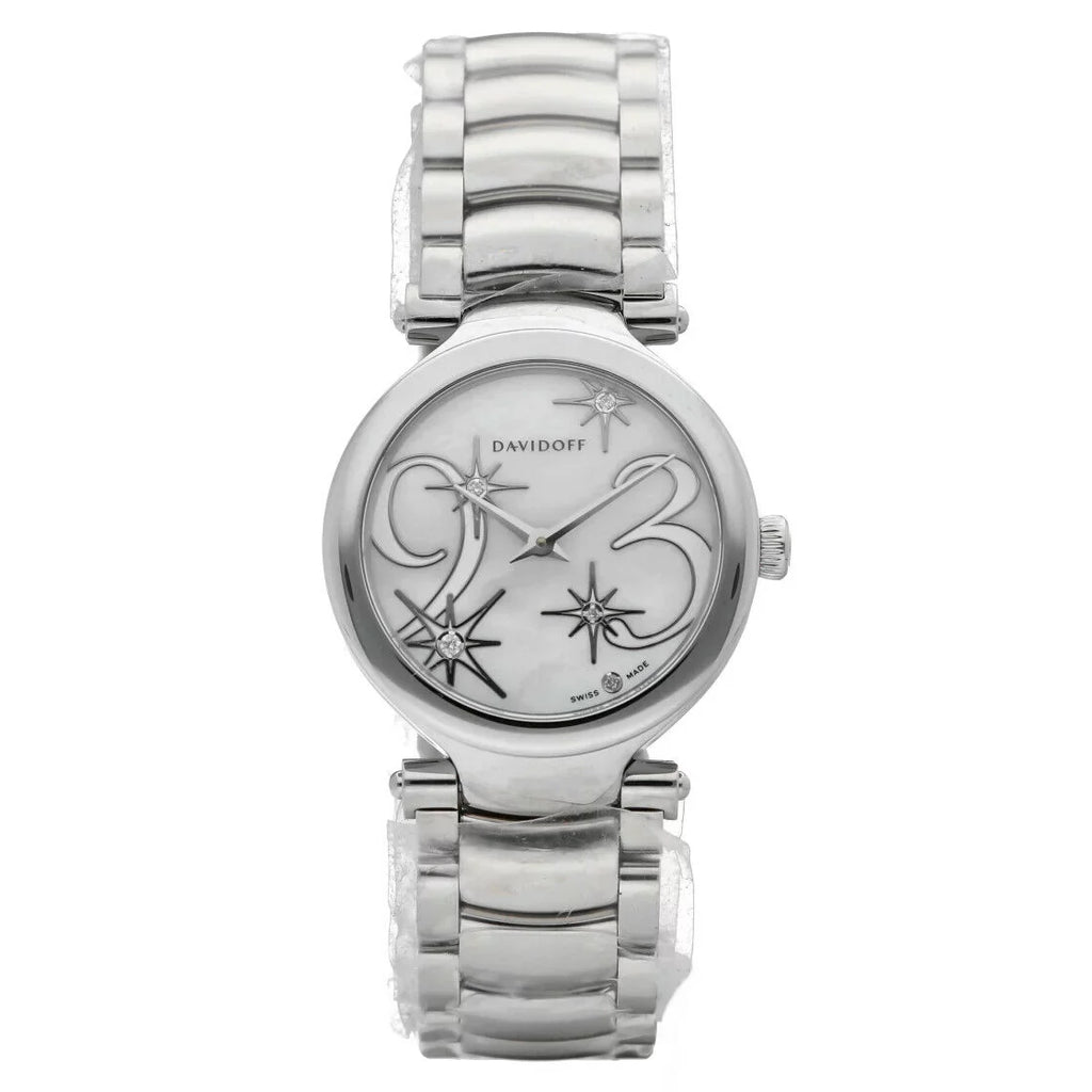 Stainless Women's Pearl Davidoff Steel 21156 Quartz of Watch Mother Lady 30mm