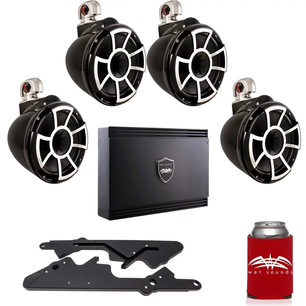 Two Tower For Swivel Wet Sounds G3: SD2 Amplifier REV10B-SC Black of & with Adapters G3 Pairs 10" Malibu Speakers