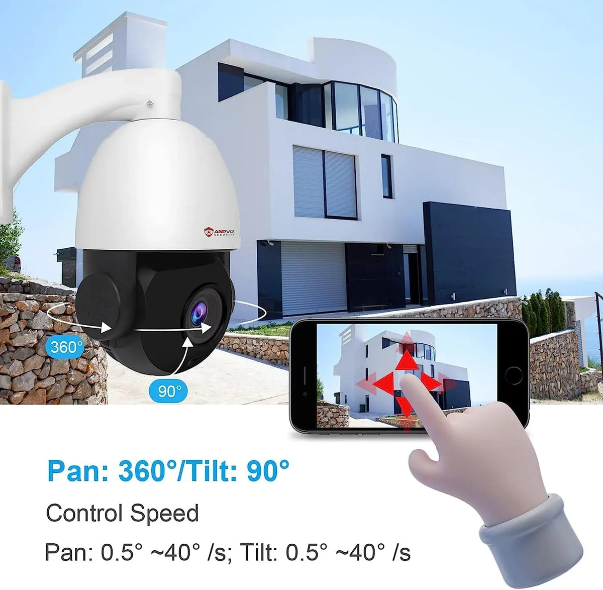 IP66 Vehicle IR Security 6MP Camera Indoor 20X Mic/Audio, Person 90°, Waterproof exterior Metal, Vision, Anpviz Pan with 360°/Tilt PTZ Detection, IP Zoom, Camera Surveillance PoE Optical IP Night PTZ