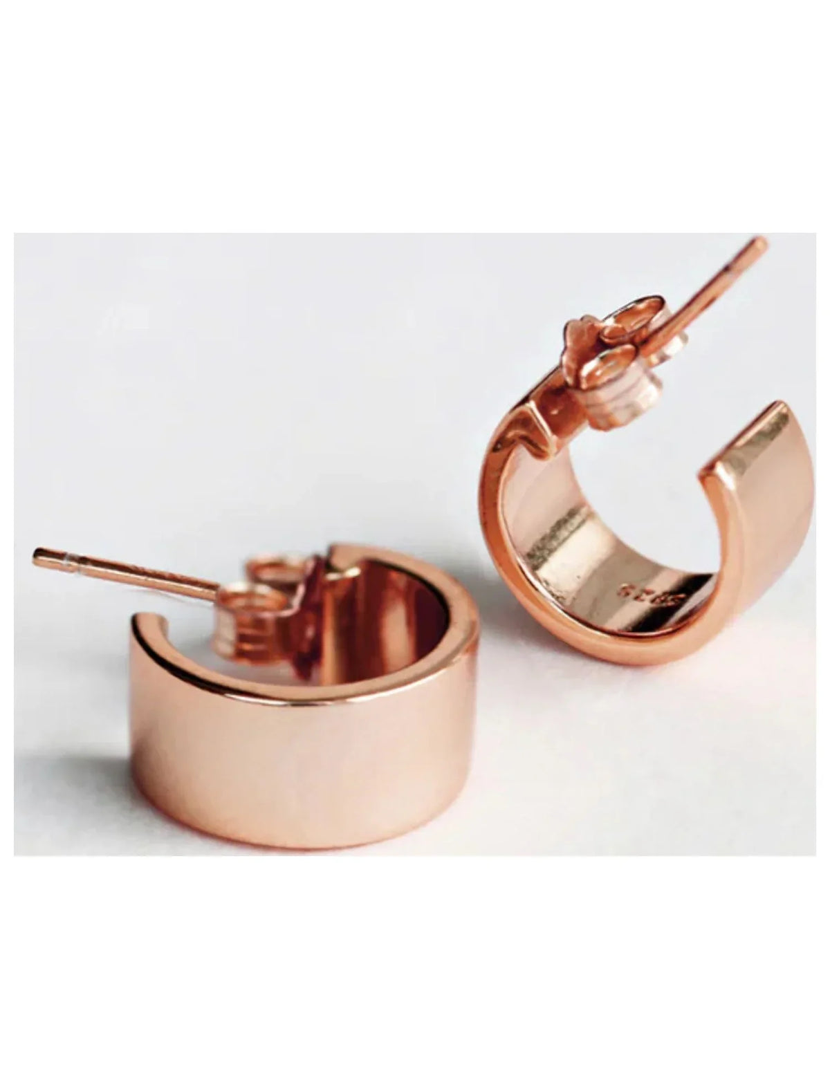 EARRINGS HOOP BOSS OVER STERLING MINI SILVER GOLD CHUBBY 18K ROSE