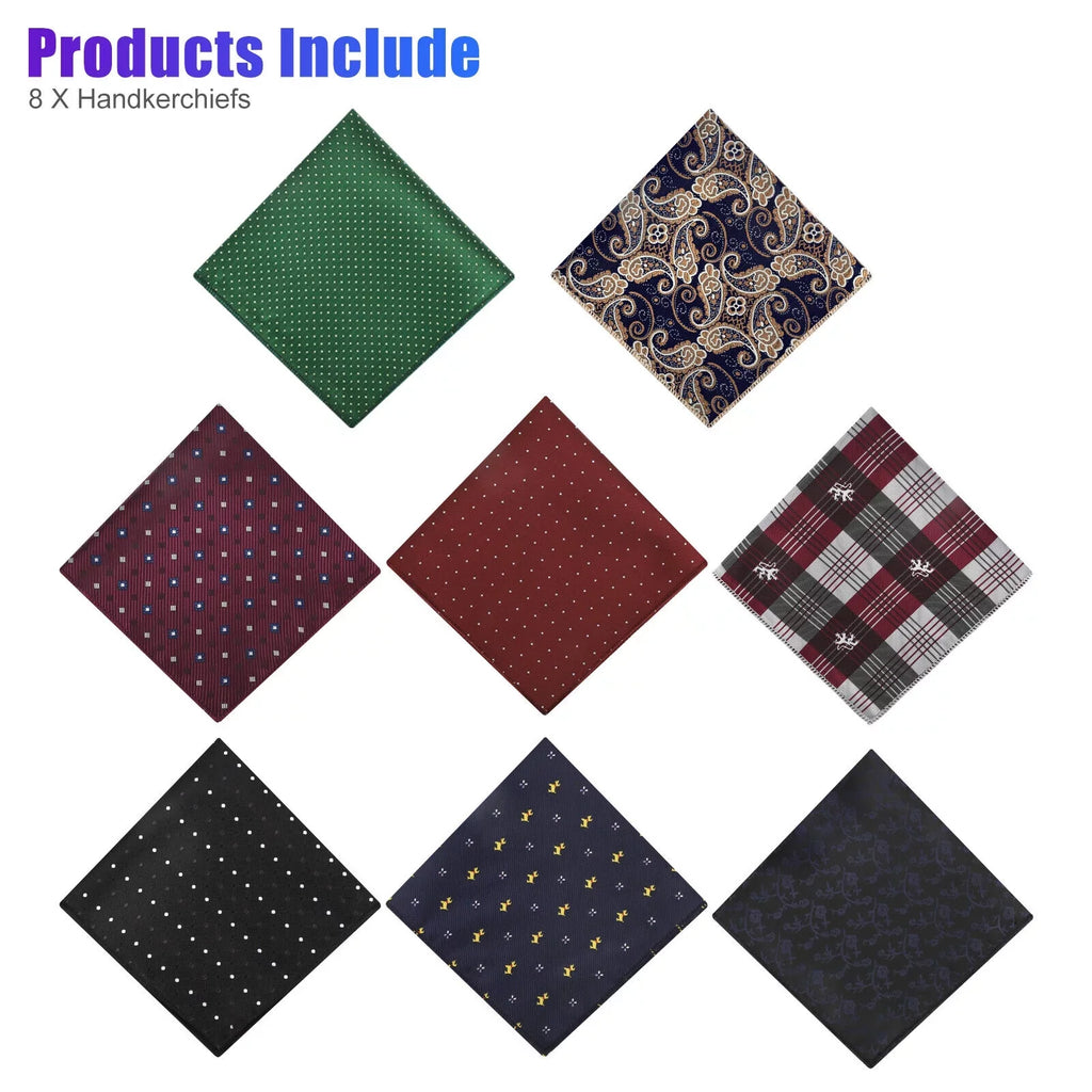 Pocket Party Men Fashion Silk Square Wedding Dot 8PCS Hanky Handkerchief Floral