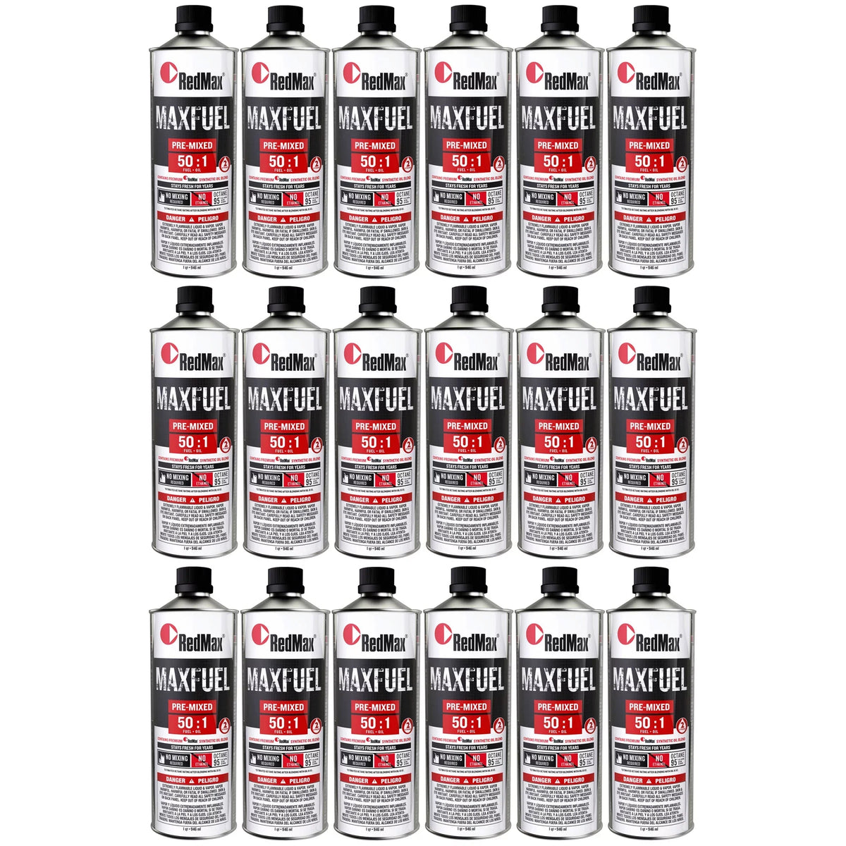 581158801 2-Cycle Engine 94 Pre-Mixed RedMax Pack Octane Oil 50:1 Fuel Quart 18
