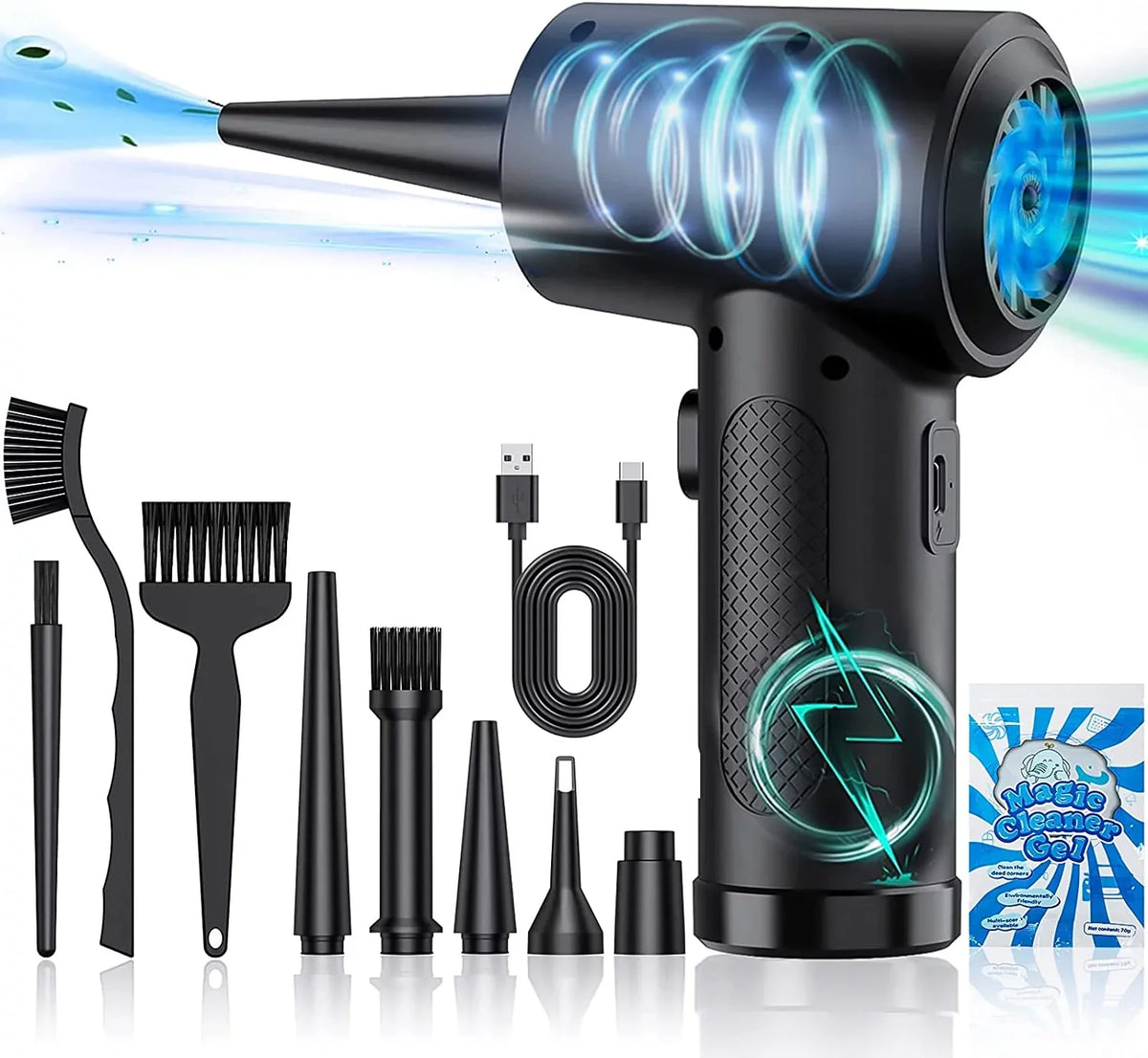 Computer Compressed Compressed Office, Keyboard Air Reusable Cordless 3 Cleaner Replacement Cans Duster Adjustment, Air 100000RPM & Good Rechargeable Duster, Air Electric 7600mAh Gears for for